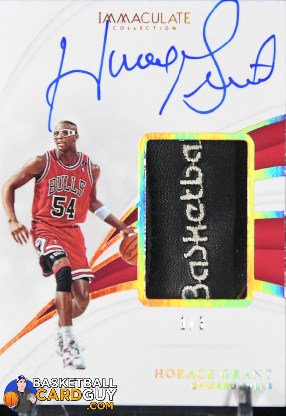 Horace Grant 2018-19 Immaculate Collection Sneaker Swatches Signatures Jumbo Gold #/3 autograph, basketball card, numbered, patch, shoe