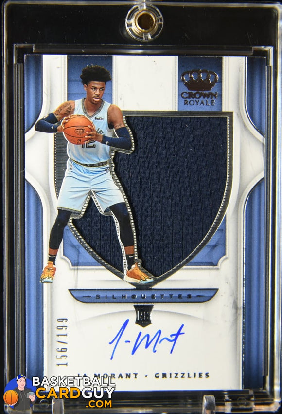 Ja Morant 2019-20 Crown Royale Silhouette JSY 117 #/199 autograph, basketball card, jersey, numbered, rookie card