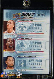 James Harden / Stephen Curry / Gerald Henderson 2009-10 Upper Deck Draft  Edition Draft Class Blue #/99