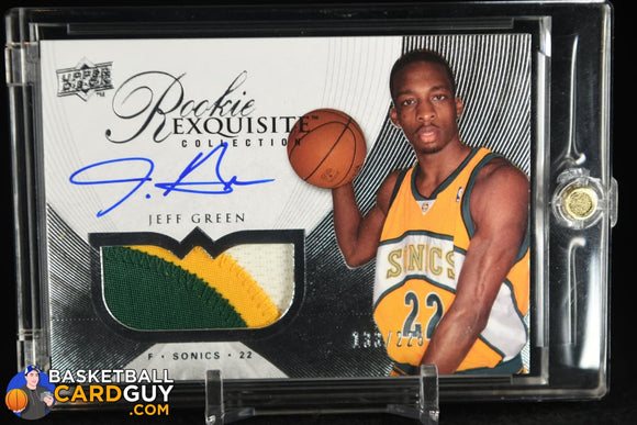 Jeff Green 2007-08 Exquisite Collection #78 JSY AU RC autograph, basketball card, numbered, patch, rookie card