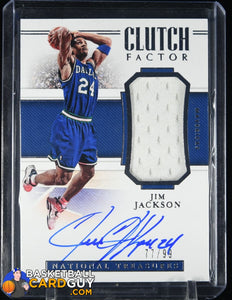 Jim Jackson 2018-19 Panini National Treasures Clutch Factor Jersey Signatures #19 #/99 autograph, basketball card, jersey, numbered