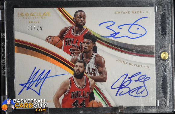 Jimmy Butler/Nikola Mirotic/Dwyane Wade 2016-17 Immaculate Collection Triple Autographs #/25 autograph, basketball card, numbered