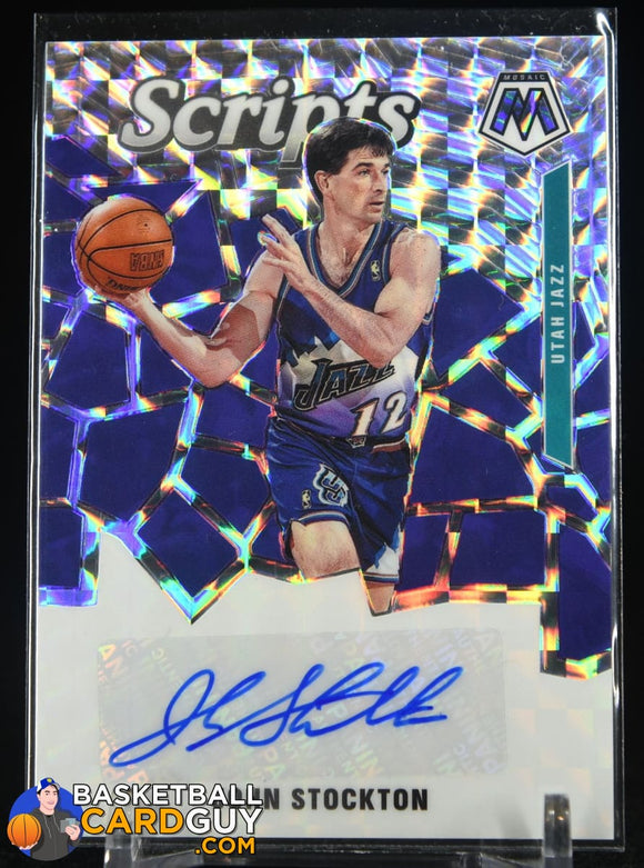 John Stockton 2019-20 Panini Mosaic Scripts #2 autograph, basketball card