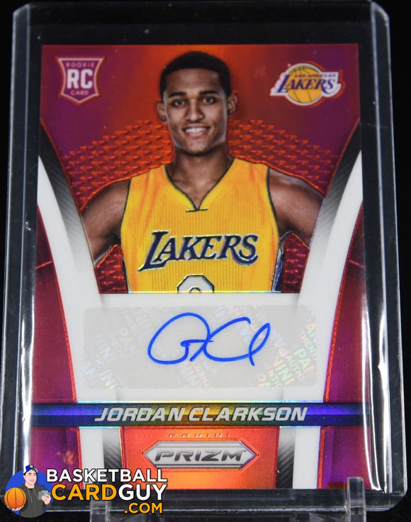 Jordan Clarkson 2014-15 Panini Prizm Rookie Autographs Prizms Red #/199 autograph, basketball card, numbered, prizm, refractor