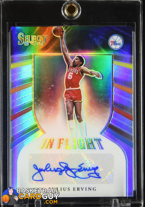 Julius Erving 2020-21 Select In Flight Signatures #/49 autograph, basketball card, numbered, prizm