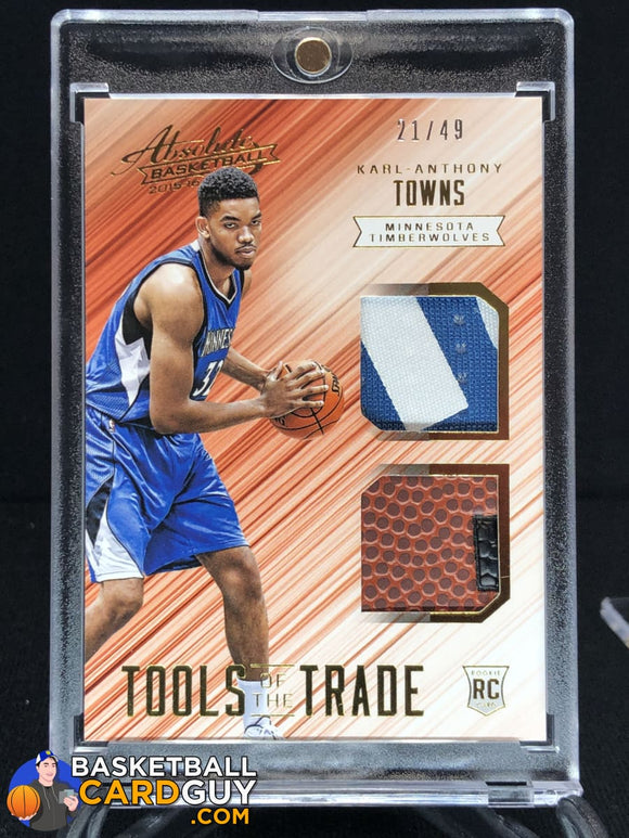 Karl-Anthony Towns 2015-16 Absolute Memorabilia Tools of the Trade Rookie Materials Dual Prime #/49 - Basketball Cards