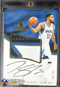 Karl-Anthony Towns 2016-17 Immaculate Collection Premium Patch Autographs #/35 autograph, basketball card, numbered, patch