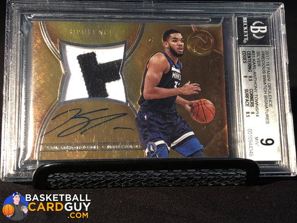 Karl-Anthony Towns 2017-18 Panini Opulence Precious Swatch Signatures Silver #/14 BGS 9/10 - Basketball Cards