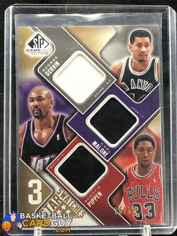 Karl Malone/Scottie Pippen/George Gervin 2009-10 SP Game Used 3 Star Swatches #/35 #3SMGP - Basketball Cards