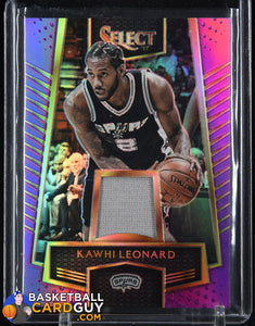 Kawhi Leonard 2016-17 Select Swatches Prizms Purple #62 #/99 basketball card, game used, jersey, numbered