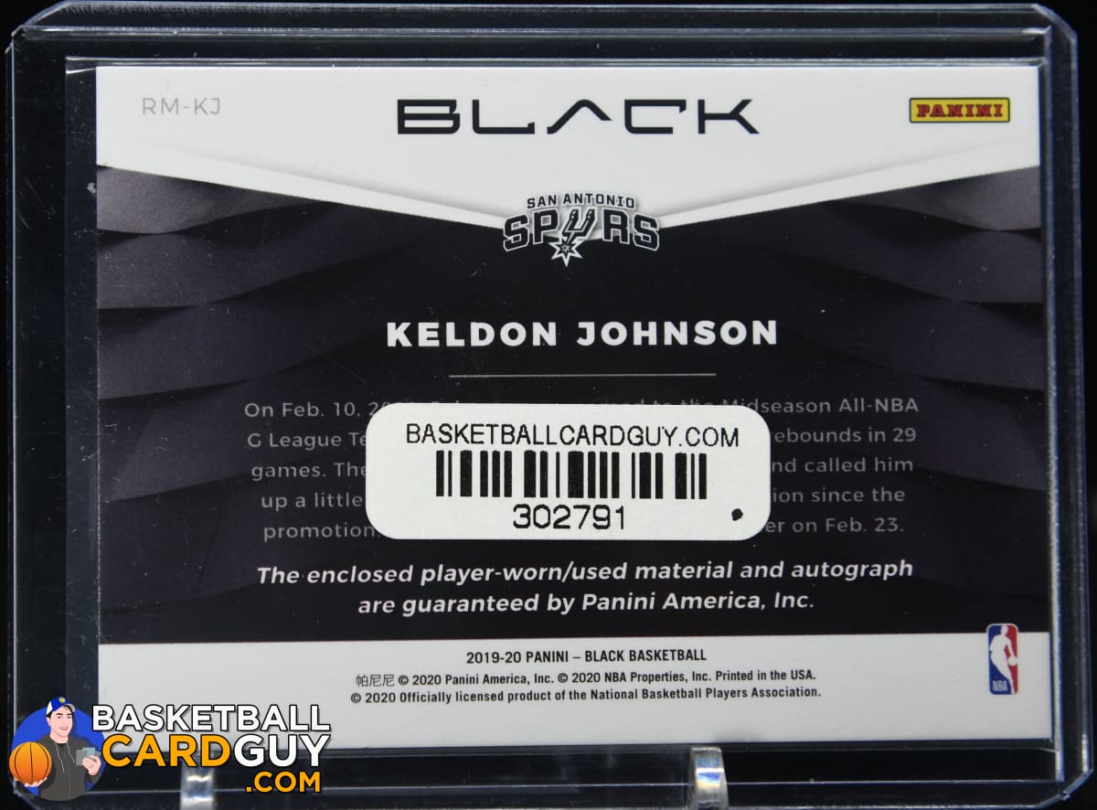 2019-20 Optic Keldon Johnson deals Black and White Signature Series Auto Spurs SS-KJN