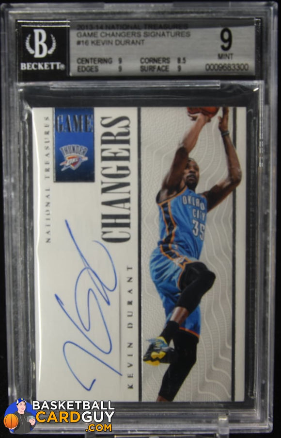 Kevin Durant 2013-14 Panini National Treasures Game Changers Signatures #16 BGS 9 autograph, basketball card, numbered, prizm