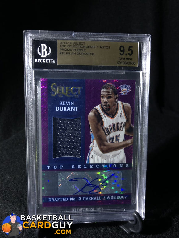 Kevin Durant 2013-14 Select Top Selections Jersey Autographs Prizms Purple #/30 BGS 9.5 Gem Mint - Basketball Cards