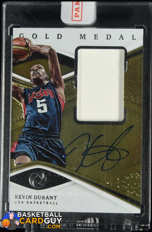 Kevin Durant 2019-20 Panini Opulence Gold Medal Jersey Autographs #/79 autograph, jersey, numbered, olympics, rookie card