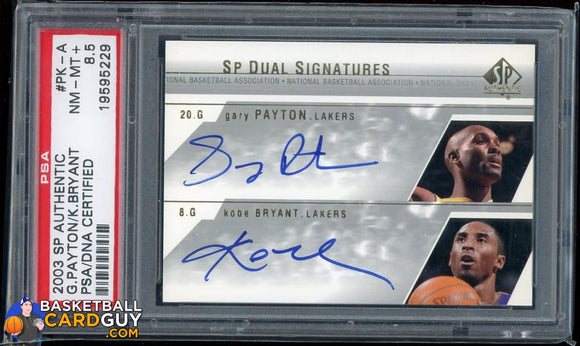 Kobe Bryant / Gary Payton 2003-04 SP Authentic Signatures Dual #PKA SP PSA 8.5 - Basketball Cards