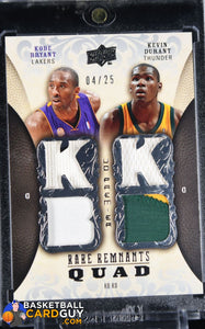 Kobe Bryant / Kevin Durant 2008-09 Upper Deck Premier Rare Remnants Quad Patch #RR4BD #/25 autograph, basketball card, numbered, patch
