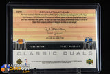 Kobe Bryant/Tracy McGrady 2001-02 Upper Deck Classic Duals Jerseys #KB/TM basketball card, jersey