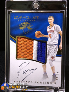 Kristaps Porzingis 2016-17 Immaculate Collection Premium Patch Autographs #/35 - Basketball Cards