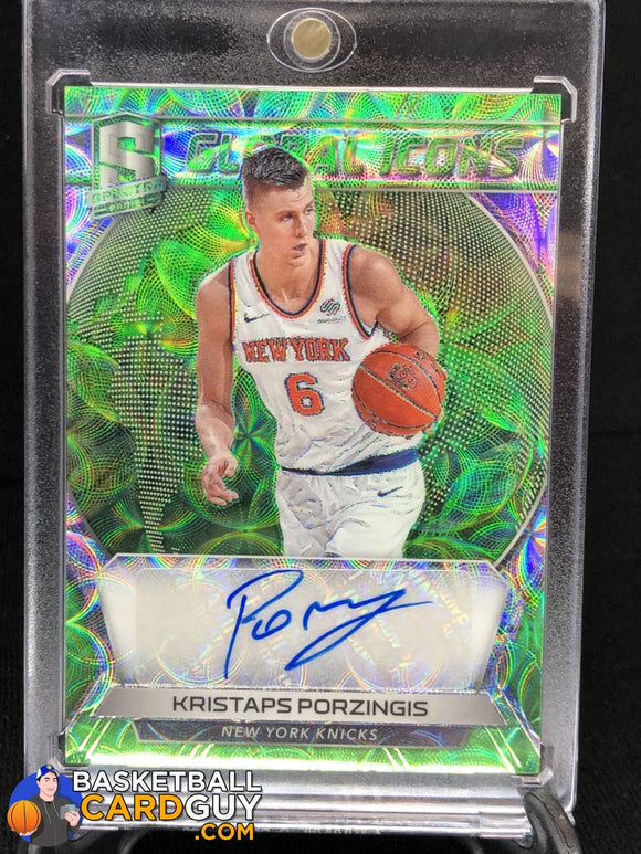 Kristaps Porzingis 2017-18 Panini Spectra Global Icons Autographs Neon Green #/25 - Basketball Cards
