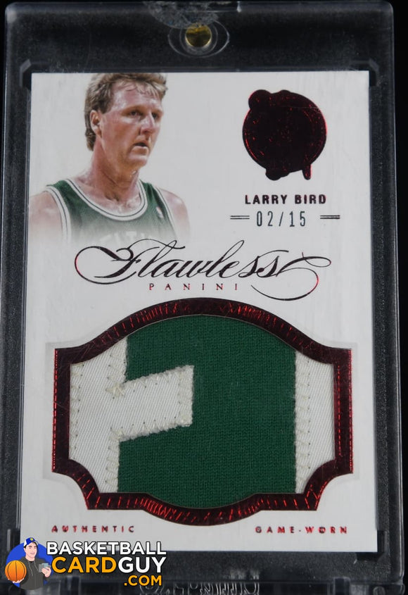 Larry Bird 2012-13 Panini Flawless Patches Ruby #60 #/15 basketball card, patch
