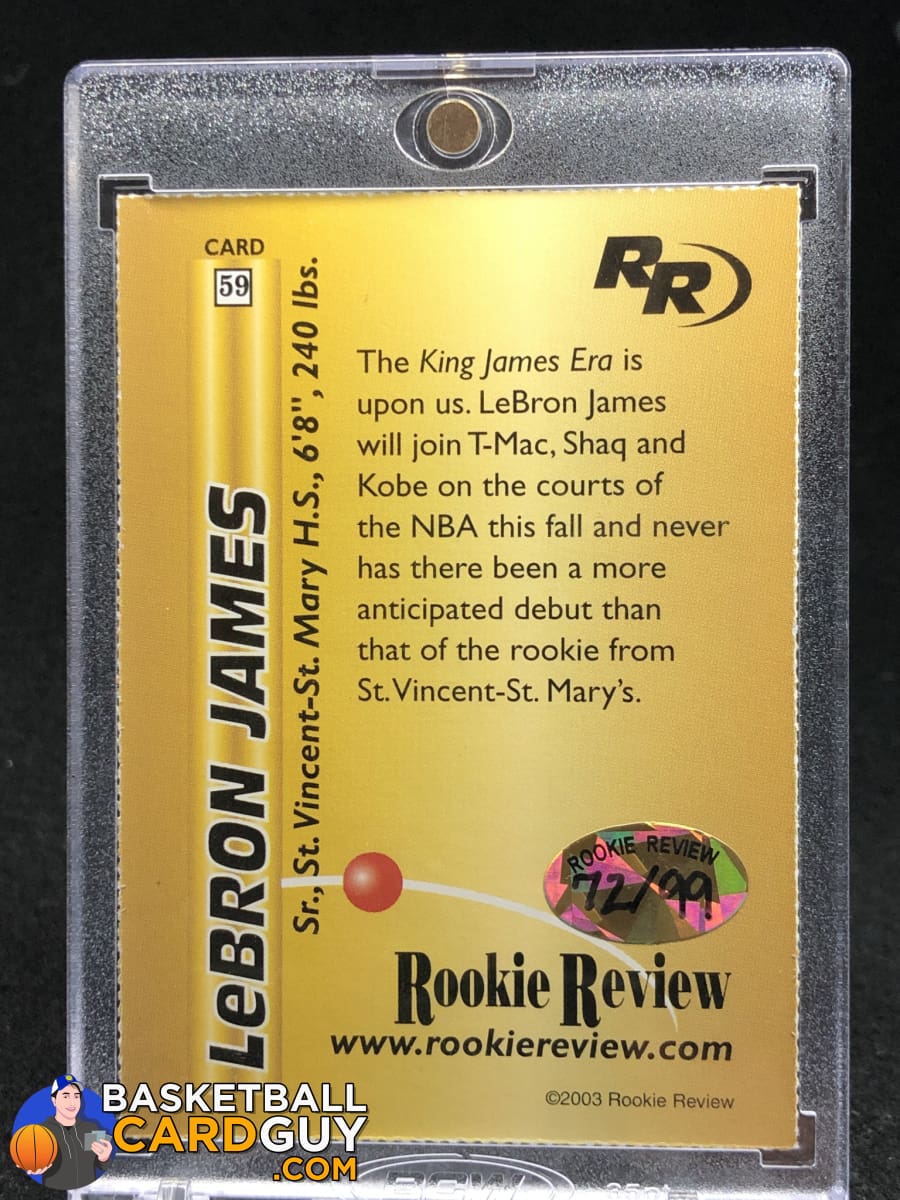 Lebron James 2003 Rookie Review Gold RC #/99 ULTRA RARE Basketball Card Guy Lebron James 2003 Rookie Review Gold RC #/99 ULTRA RARE Basketball Card Guy