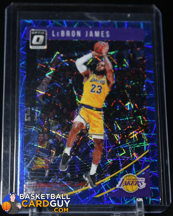 LeBron James 2018-19 Donruss Optic Blue Velocity #94 basketball card, refractor, rookie card