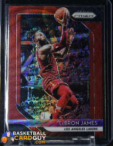 Lebron James 2018-19 Prizm Red Wave basketball card, refractor, rookie card