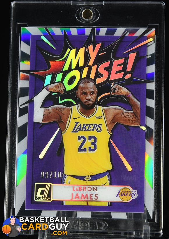 LeBron James 2020-21 Clearly Donruss My House Holo Silver Gold #2 #/10 basketball card, numbered