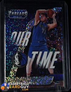 Luka Doncic 2018-19 Panini Threads Our Time Dazzle #15 basketball card, numbered, patch, rookie card