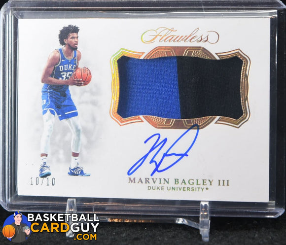 Marvin Bagley III 2018-19 Panini Flawless Signature Prime Materials Gold #/10 - Basketball Cards
