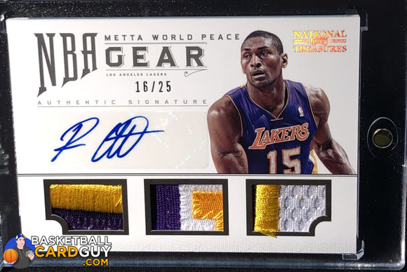 Metta World Peace NBA Gear Triple Patch Autograph #/25 - Basketball Cards