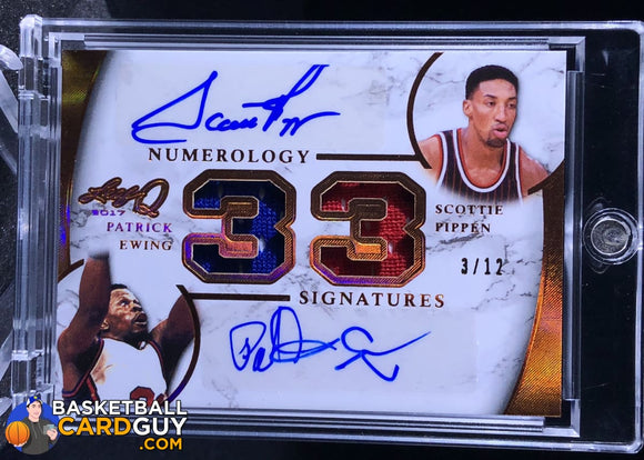 Patrick Ewing / Scottie Pippen 2017 Leaf Q Numerology Dual Material Signatures #ND03 - Basketball Cards