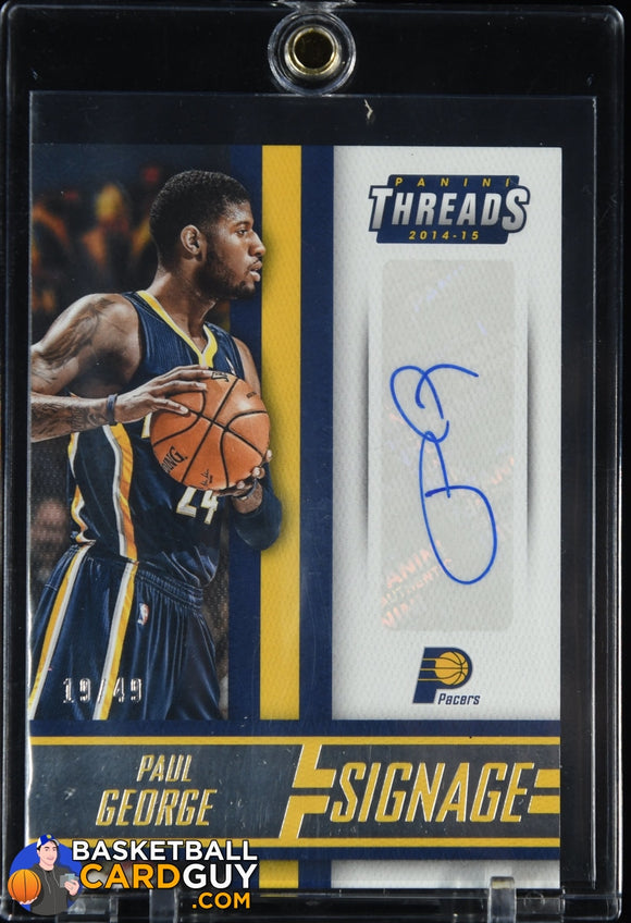 Paul George 2014-15 Panini Threads Signage #29 #/49 autograph, basketball card, numbered