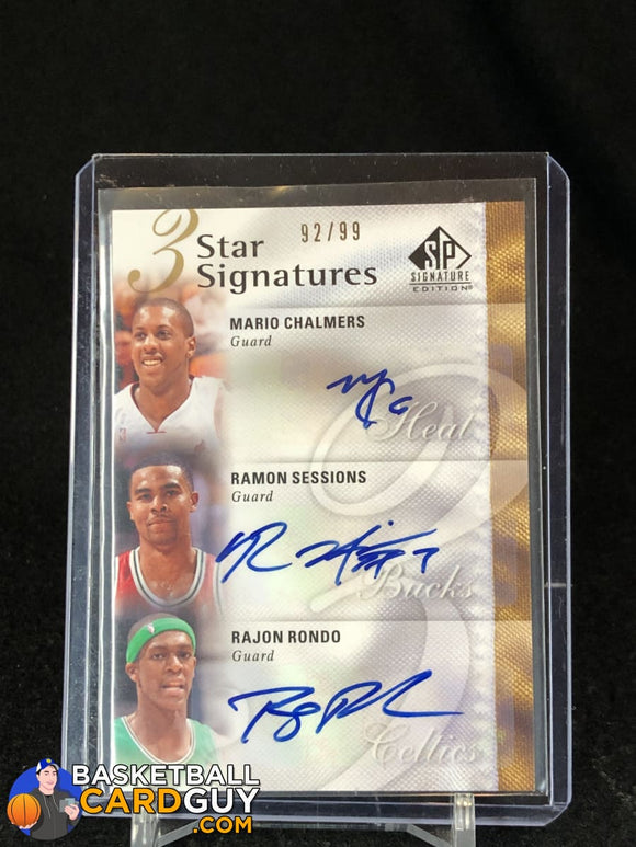 Rajon Rondo/Mario Chalmers/Ramon Sessions 2009-10 SP Signature Edition 3 Star Signatures #/99 - Basketball Cards