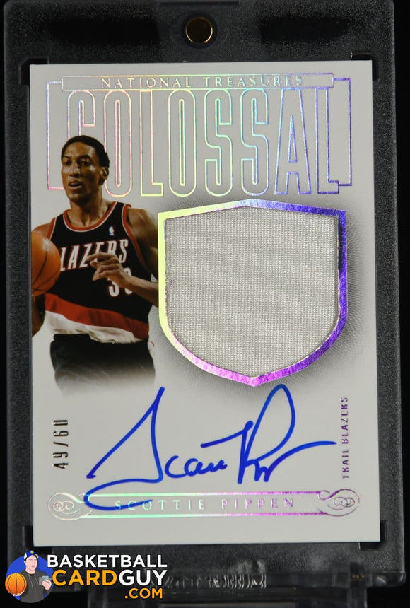 Scottie Pippen 2013-14 Panini National Treasures Colossal Materials Signatures #/60 autograph, basketball card, jersey, numbered