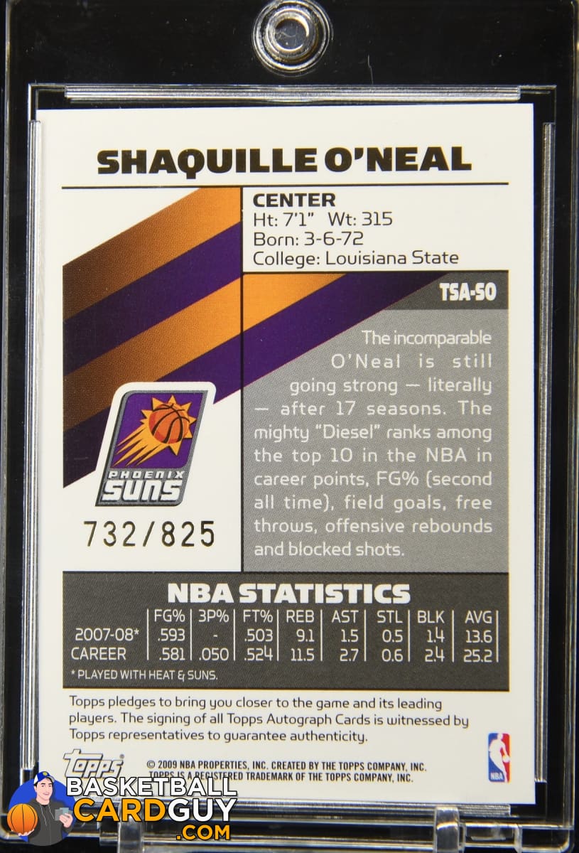 Shaquille O'Neal 2008-09 Topps Signature Autographs #TSASO #/825