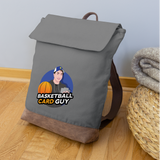 Basketball Card Guy Canvas Backpack - gray/brown