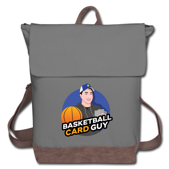 Basketball Card Guy Canvas Backpack - gray/brown