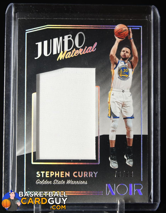 Stephen Curry 2018-19 Panini Noir Jumbo Material #/99 basketball card, jersey, numbered