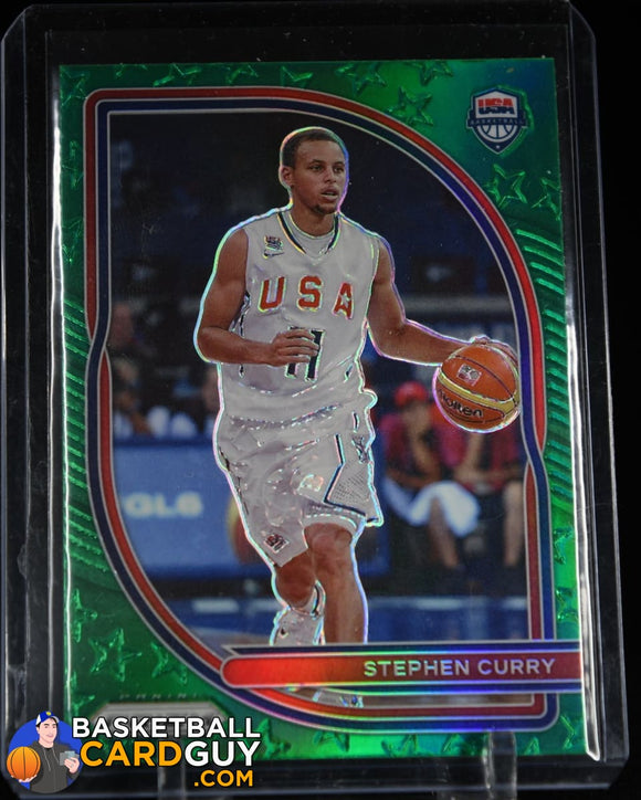 Stephen Curry 2020-21 Panini Prizm USA Basketball Prizms Green #10 basketball card, prizm