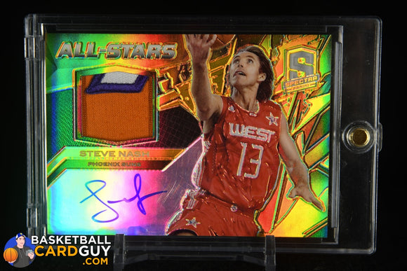 Steve Nash 2013-14 Panini Spectra All-Stars Jersey Autographs Gold #/10 autograph, basketball card, numbered, patch