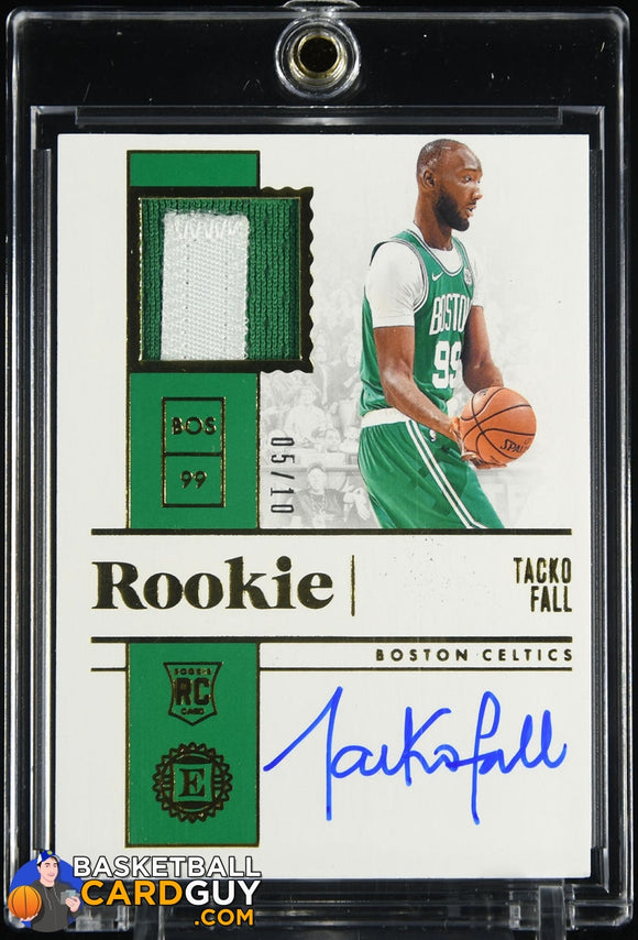 Tacko Fall 2019-20 Panini Encased Gold #208 JSY AU PATCH RPA #/10 autograph, basketball card, patch, rookie card