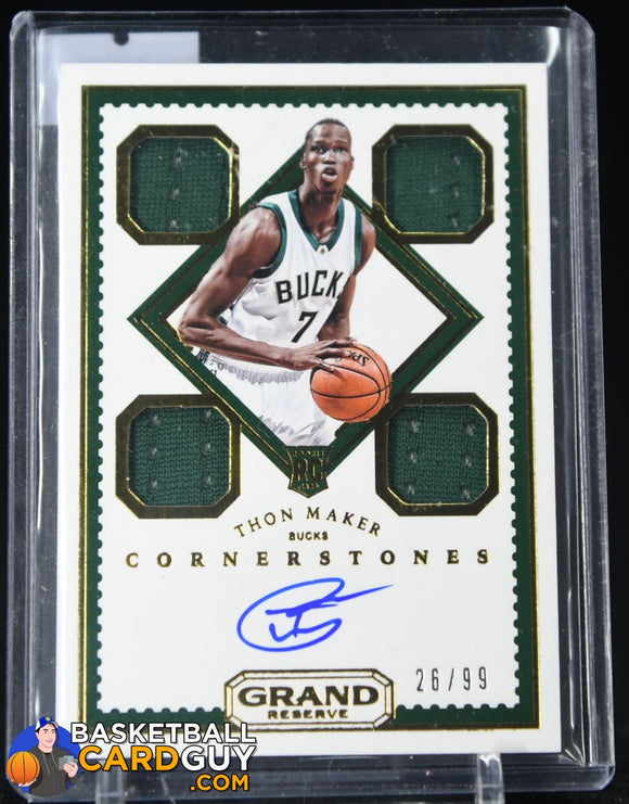 Thon Maker 2016-17 Panini Grand Reserve Rookie Cornerstones Quad Jersey Autographs #/99 autograph, basketball card, numbered