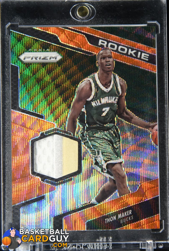 Thon Maker 2016-17 Panini Prizm Rookie Jerseys Prizms Orange Wave #50 #/25 basketball card, numbered, patch, rookie card