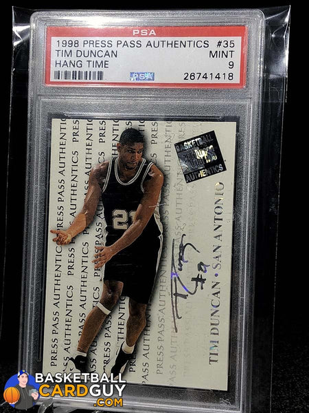 Tim Duncan Press Pass Authentics Rookie PSA 9 MINT Basketball