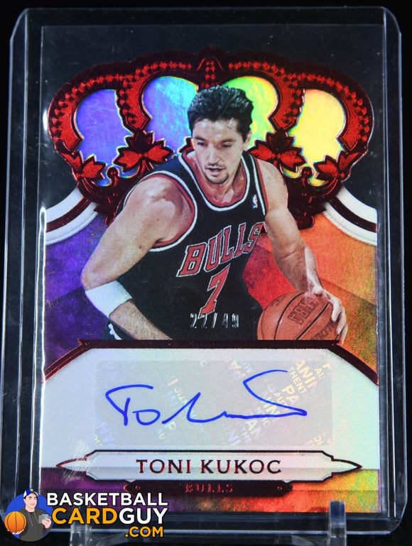 Toni Kukoc 2018-19 Crown Royale Crown Autographs Red #/49 autograph, basketball card, numbered