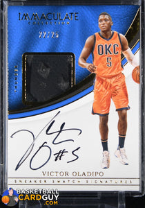 Victor Oladipo 2016-17 Immaculate Collection Sneaker Swatch Signatures #/25 autograph, basketball card, numbered, patch, shoe