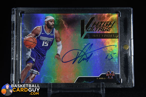 Vince Carter 2017-18 Panini Vanguard High Voltage Signatures #/49 autograph, basketball card, numbered