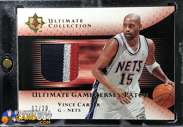 Vince Carter UD Ultimate Game Patches Gold #/20 – Basketball Card Guy