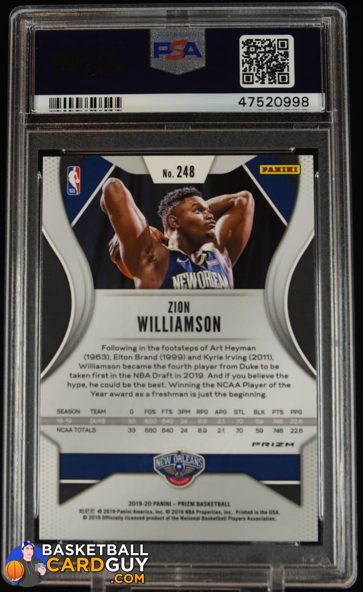 zion williamson graded rookie card Zion Williamson 2019-20 Panini Prizm Prizms Orange Ice #248 